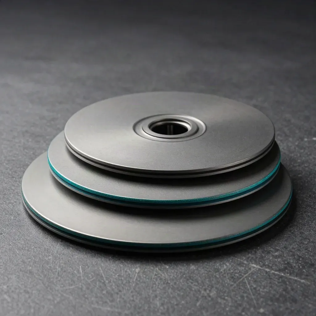 Three matte priority discs on slate, one lifted on a tiny riser, two clipped beside it.